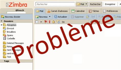 problème zimbra free aujourd'hui.